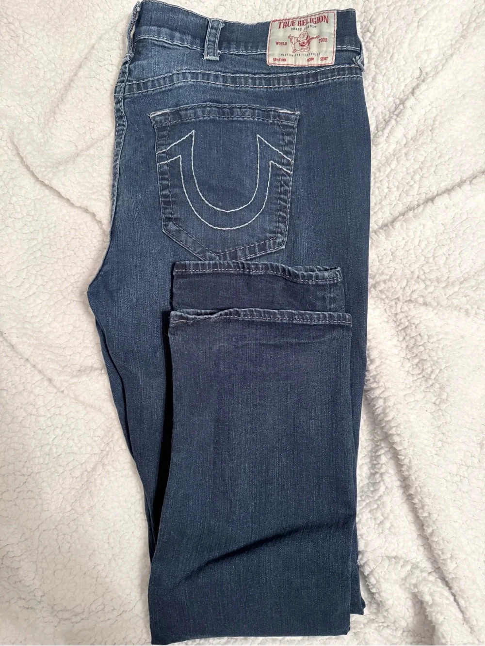 True Religion Men's Straight Jeans - Dark Blue Denim 46x32